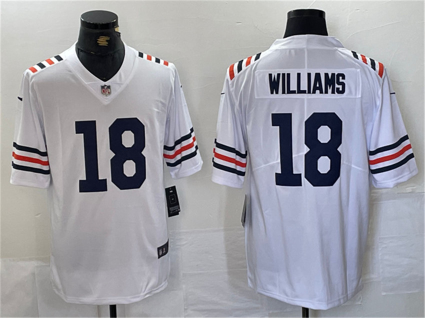 Men's White Chicago Bears #18 Caleb Williams 2024 Draft Vapor Stitched Football Jersey